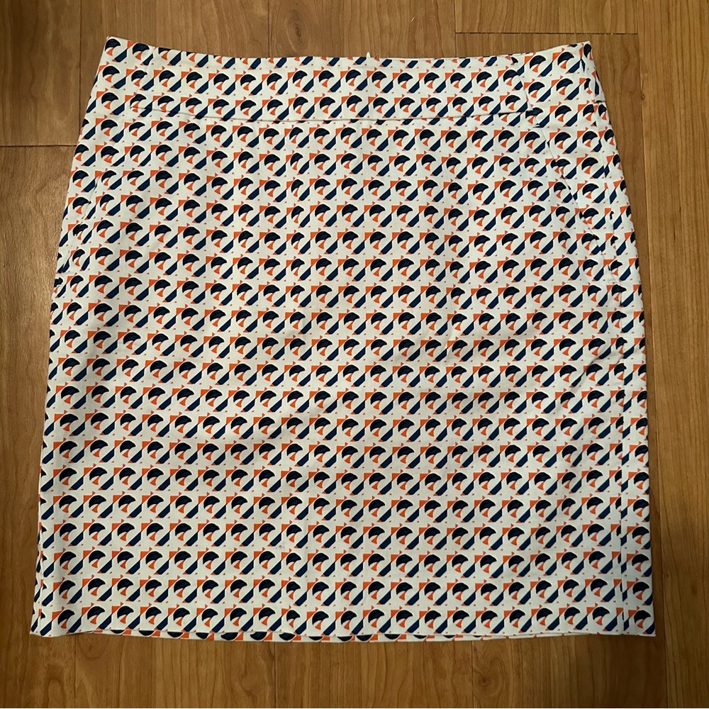 Ann Taylor Geometric Skirt - Orange, Blue, White